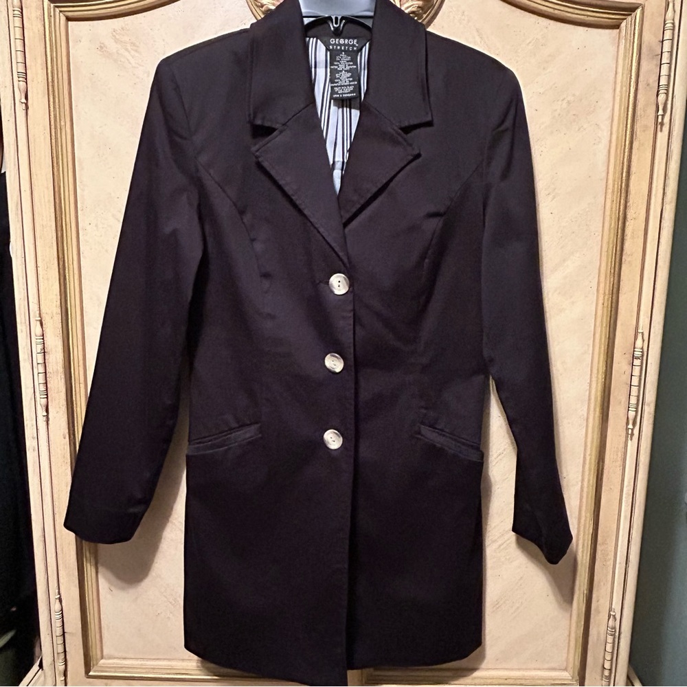GEORGE Black Stretch Mid length Trench Jacket